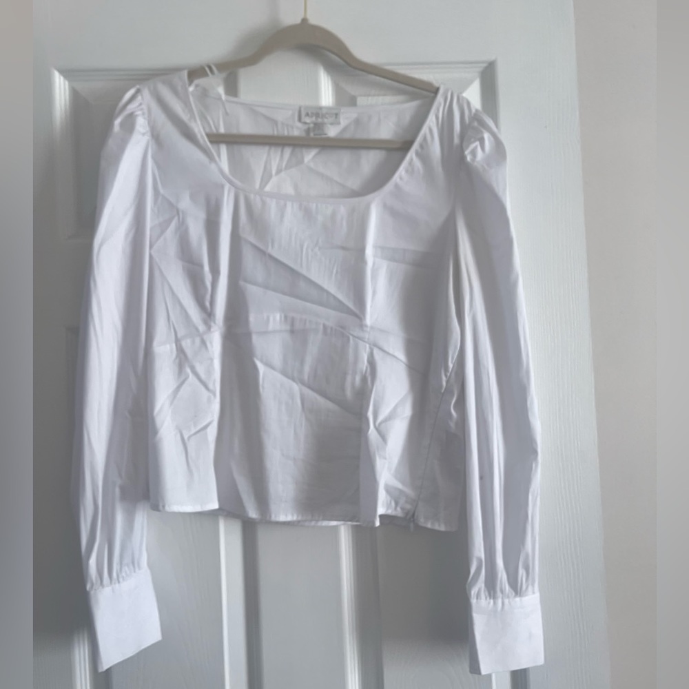 Apricot Square Neck Party Corseted Blouse Tops Shirt White